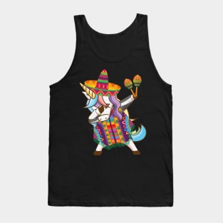 Mexican Dabbing Unicorn Cinco De Mayo Poncho Sombrero Maracas Tank Top